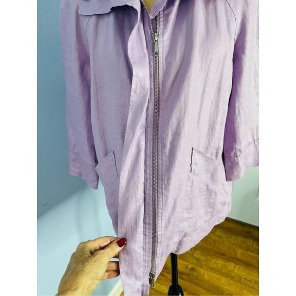 Lafayette 148 New York Purple Women’s 6 100% Linen Zip Up Jacket Top Pockets - Picture 7 of 8